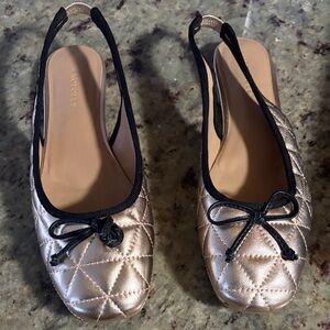 AEROSOLES rose gold Quilted Slingback Flats
